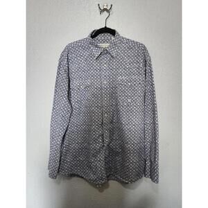 Vintage Roper Men's Long Sleeve Pearl Snap Button Up Western Blue Design Large